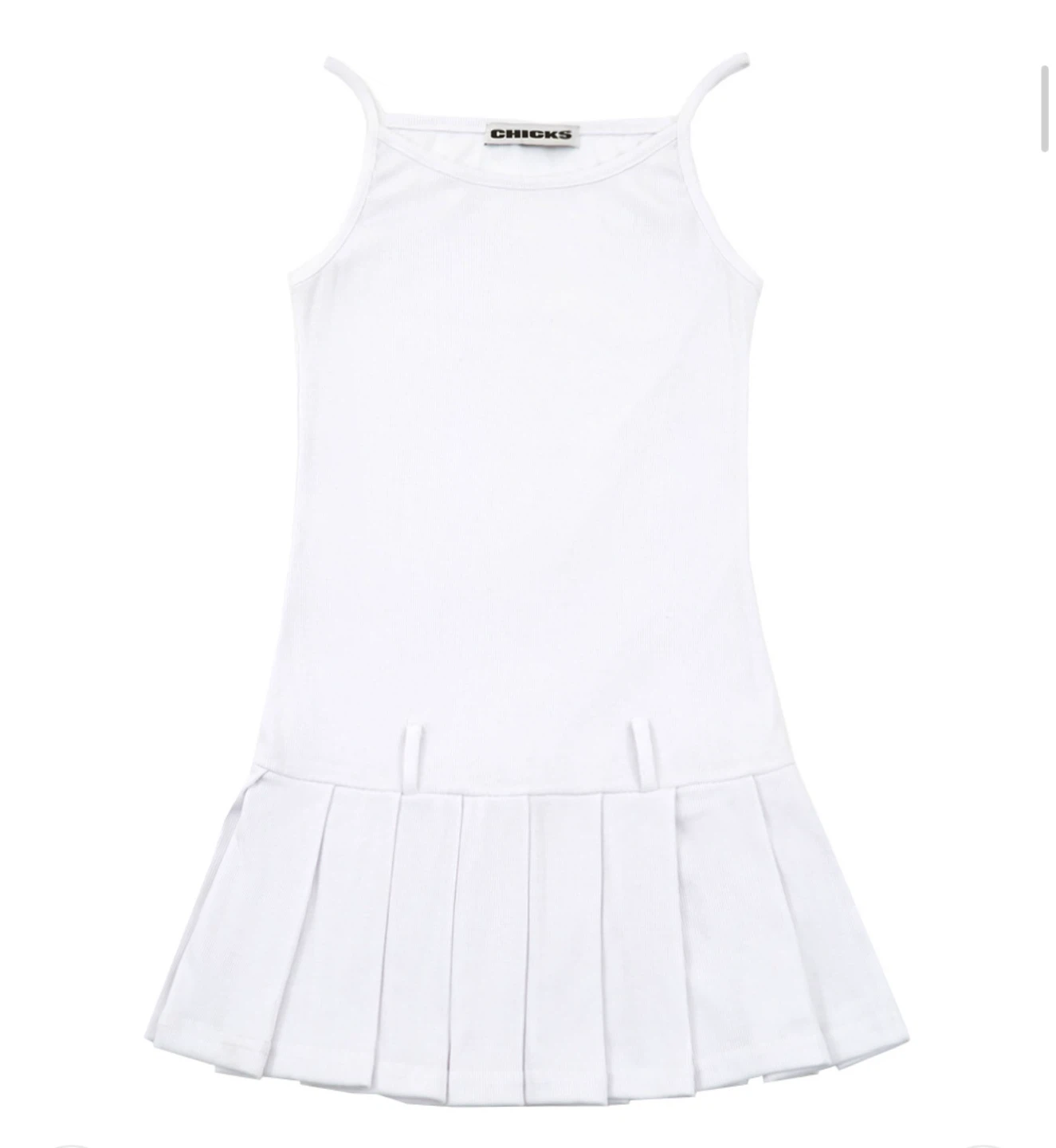 CHICKS White Ribbed Tank Dress with Pleated Skirt - photo 2