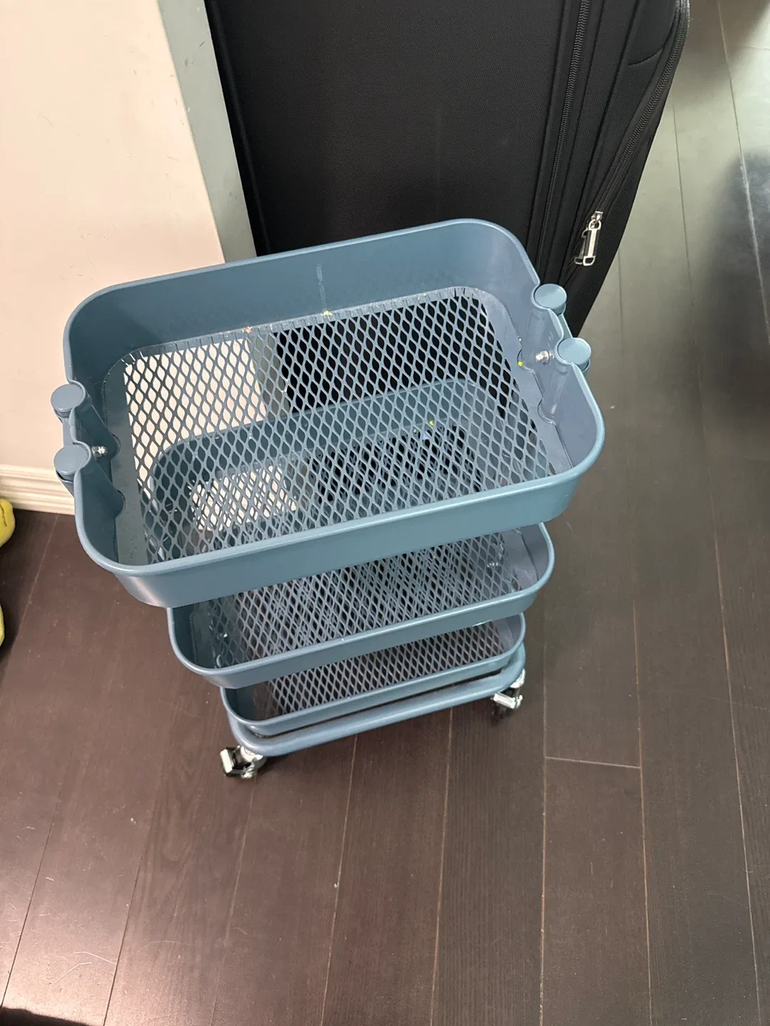 Blue 3-Tier Rolling Storage Cart