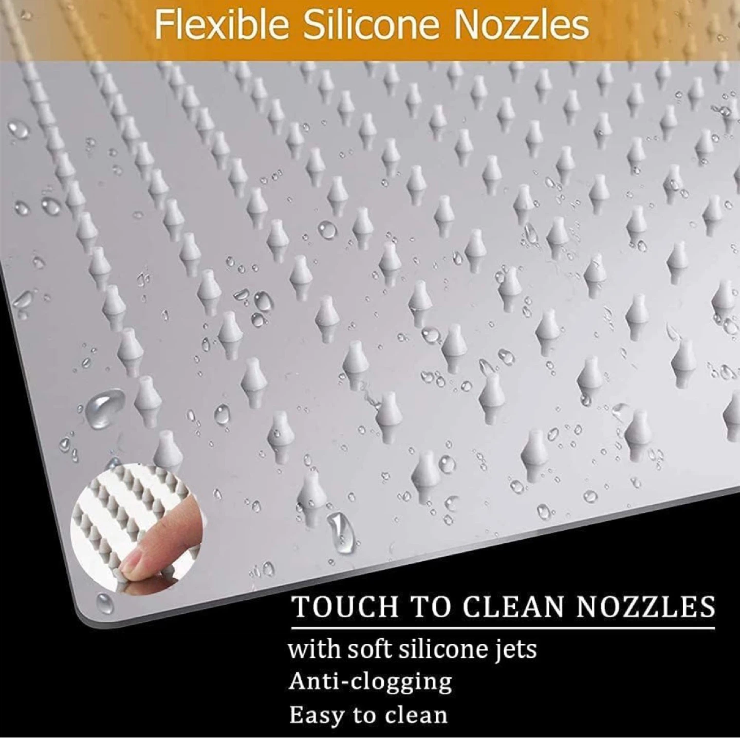 Square Shower Head with Touch to Clean Nozzles - photo 3