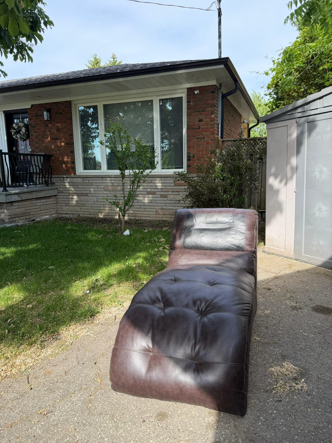 Brown Faux Leather Chaise Lounge Chair - photo 3