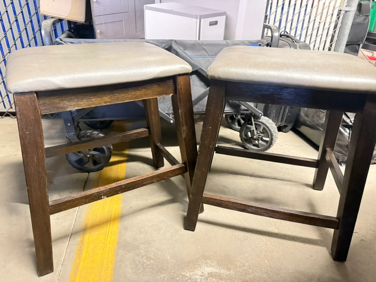 Two Wooden Counter Height Stools