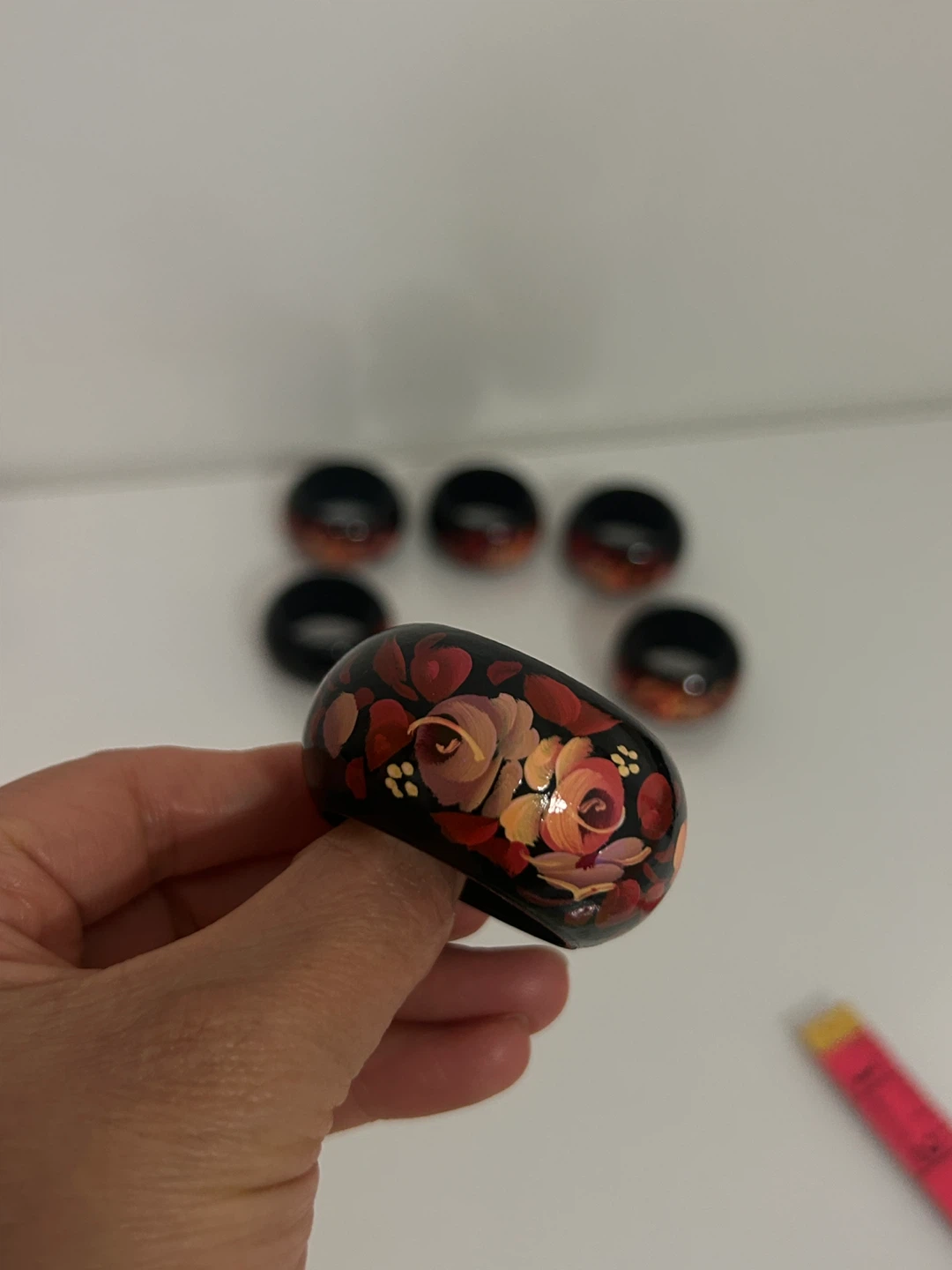 Set of 6 Hand-Painted Napkin Rings