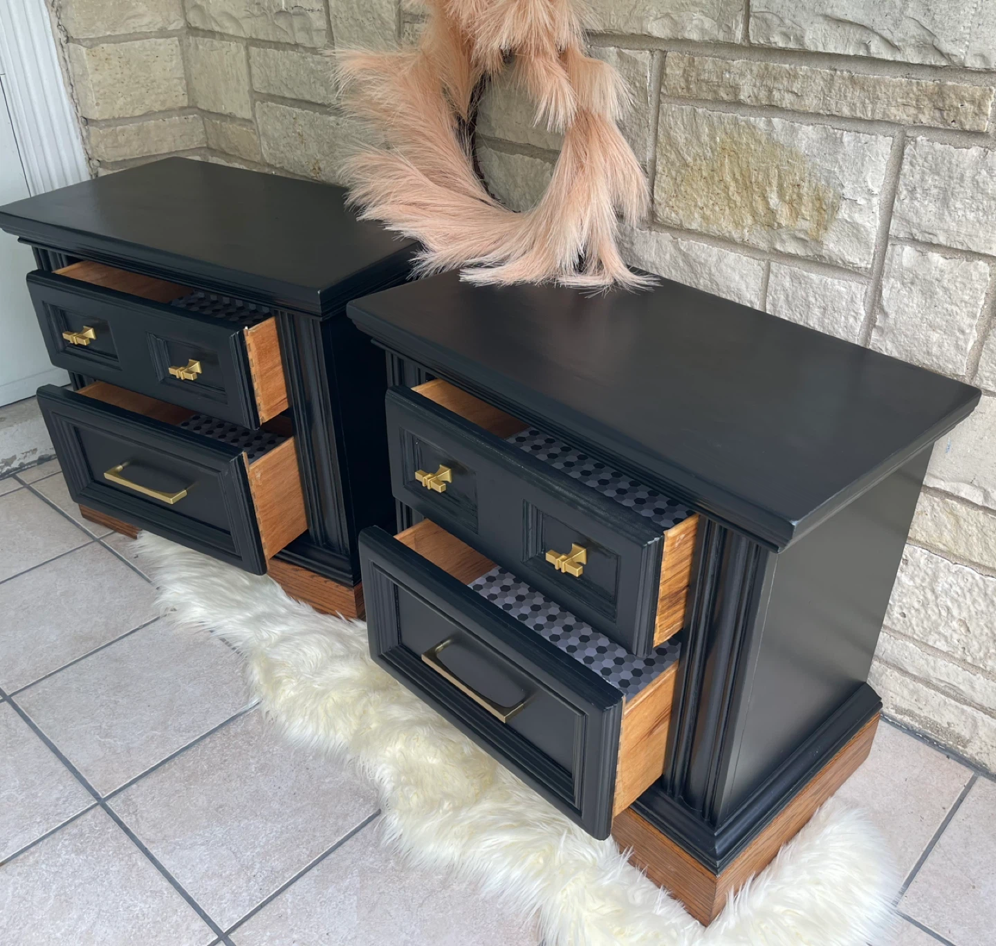 Timeless Set of nightstands Two Tone Black and Wood - photo 2
