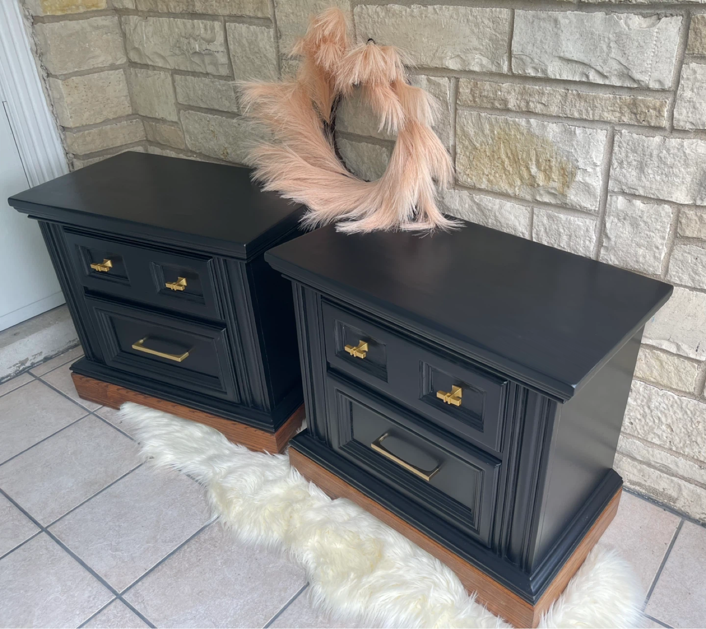 Timeless Set of nightstands Two Tone Black and Wood - photo 5