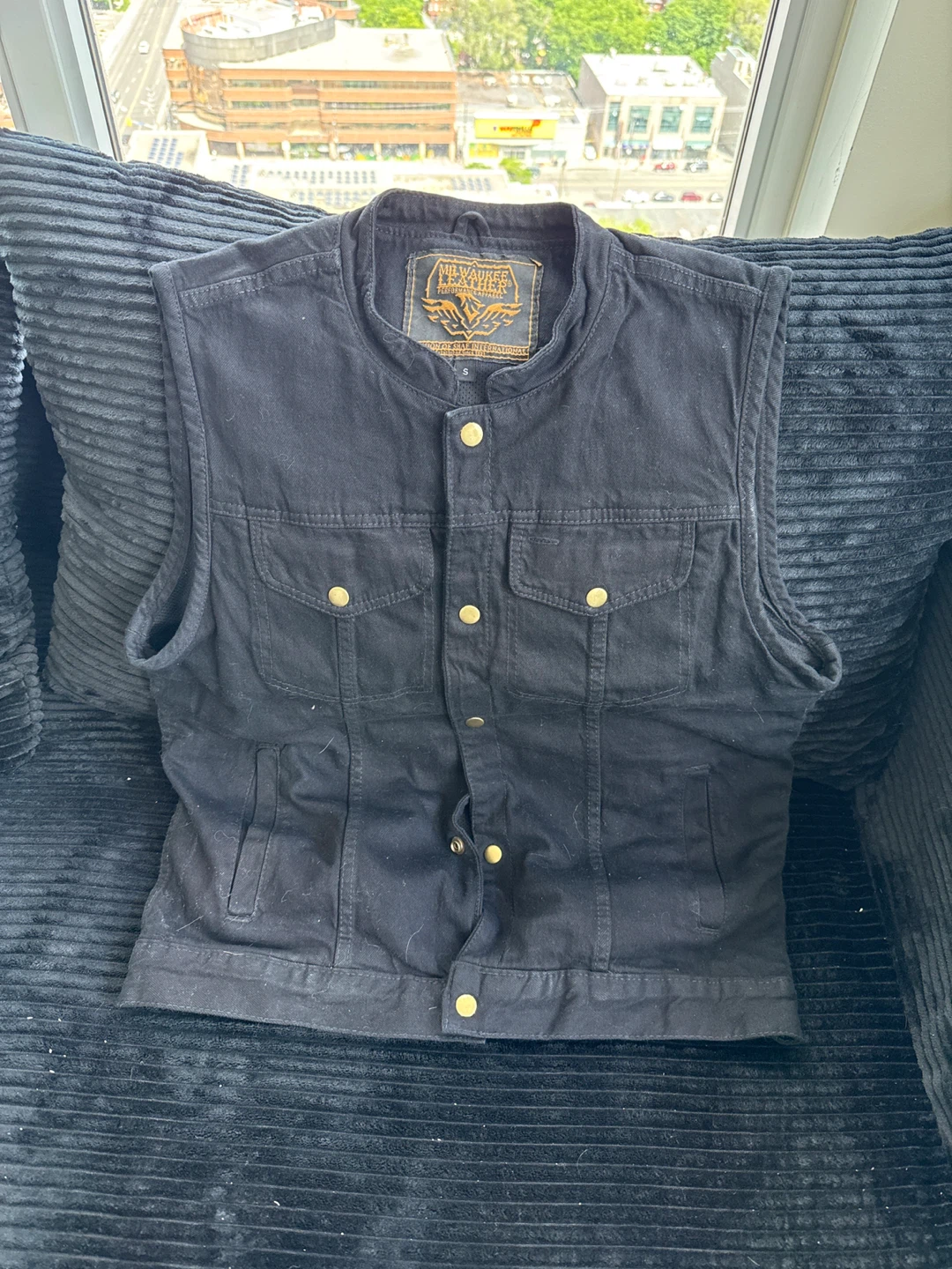 Milwaukee Leather Black Denim Vest - Size S
