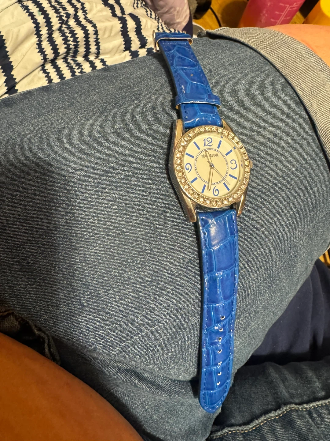 Croton Manhattan Women's Watch - Blue Leather Strap