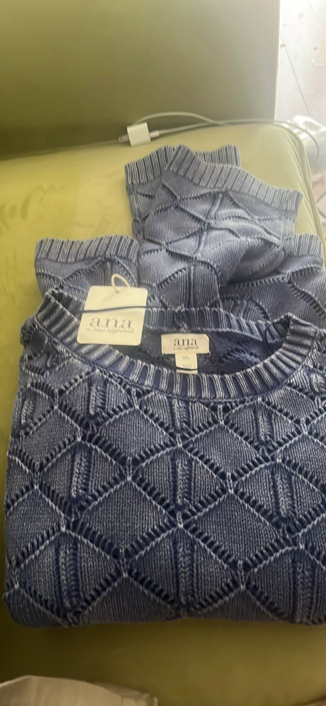 ana a new approach blue diamond knit sweater
