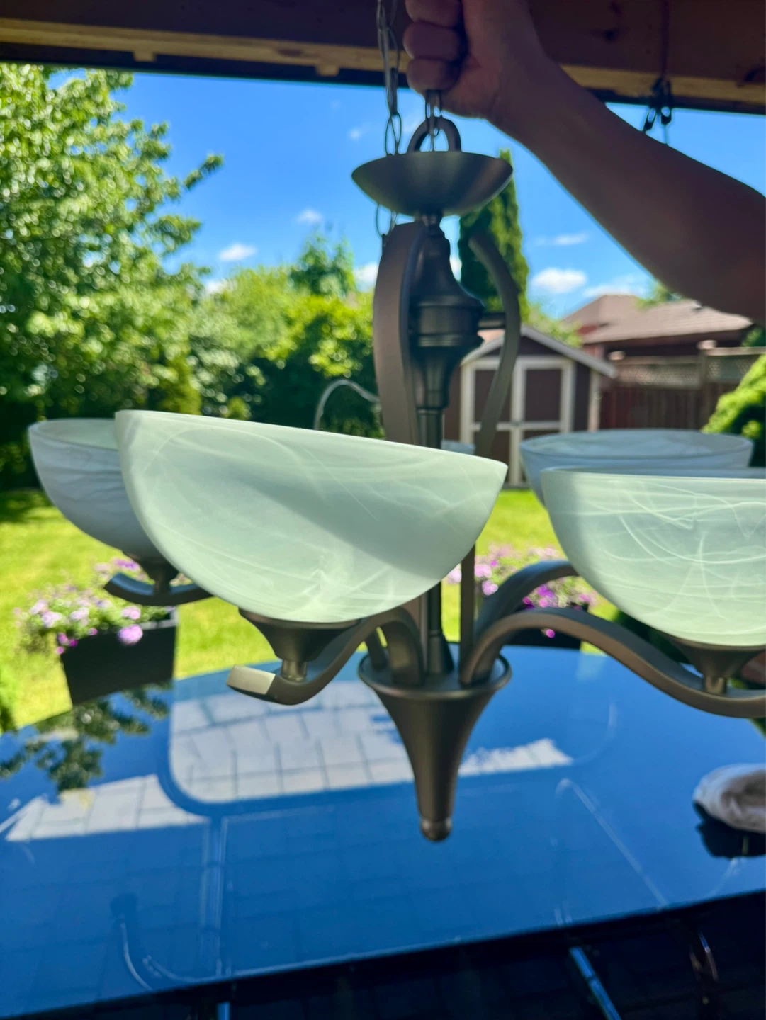 Chandelier with 5 Frosted Glass Shades - photo 2