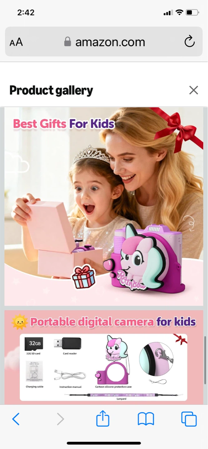 Kids Digital Camera 1080P HD Video Shockproof Purple w/ 32GB - photo 4