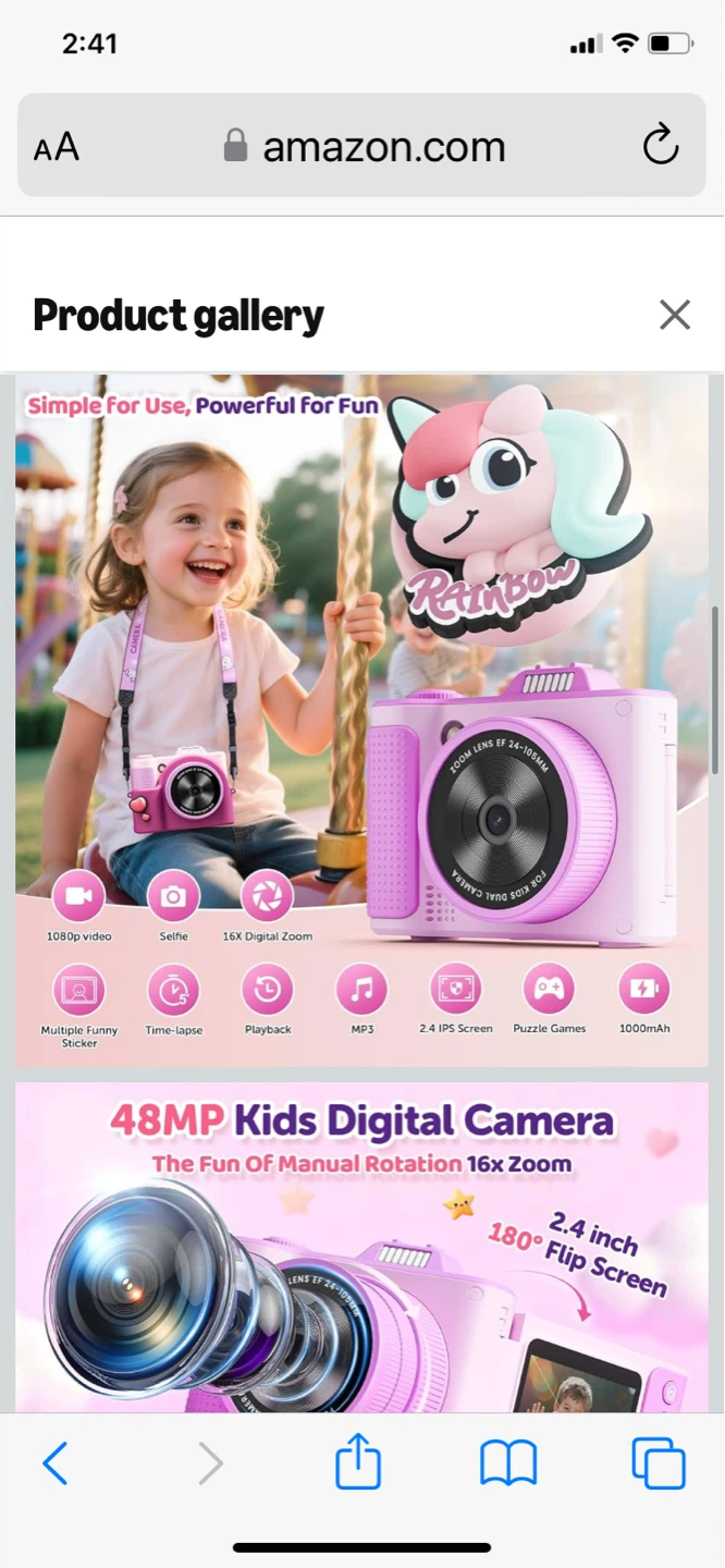 Kids Digital Camera 1080P HD Video Shockproof Purple w/ 32GB - photo 5