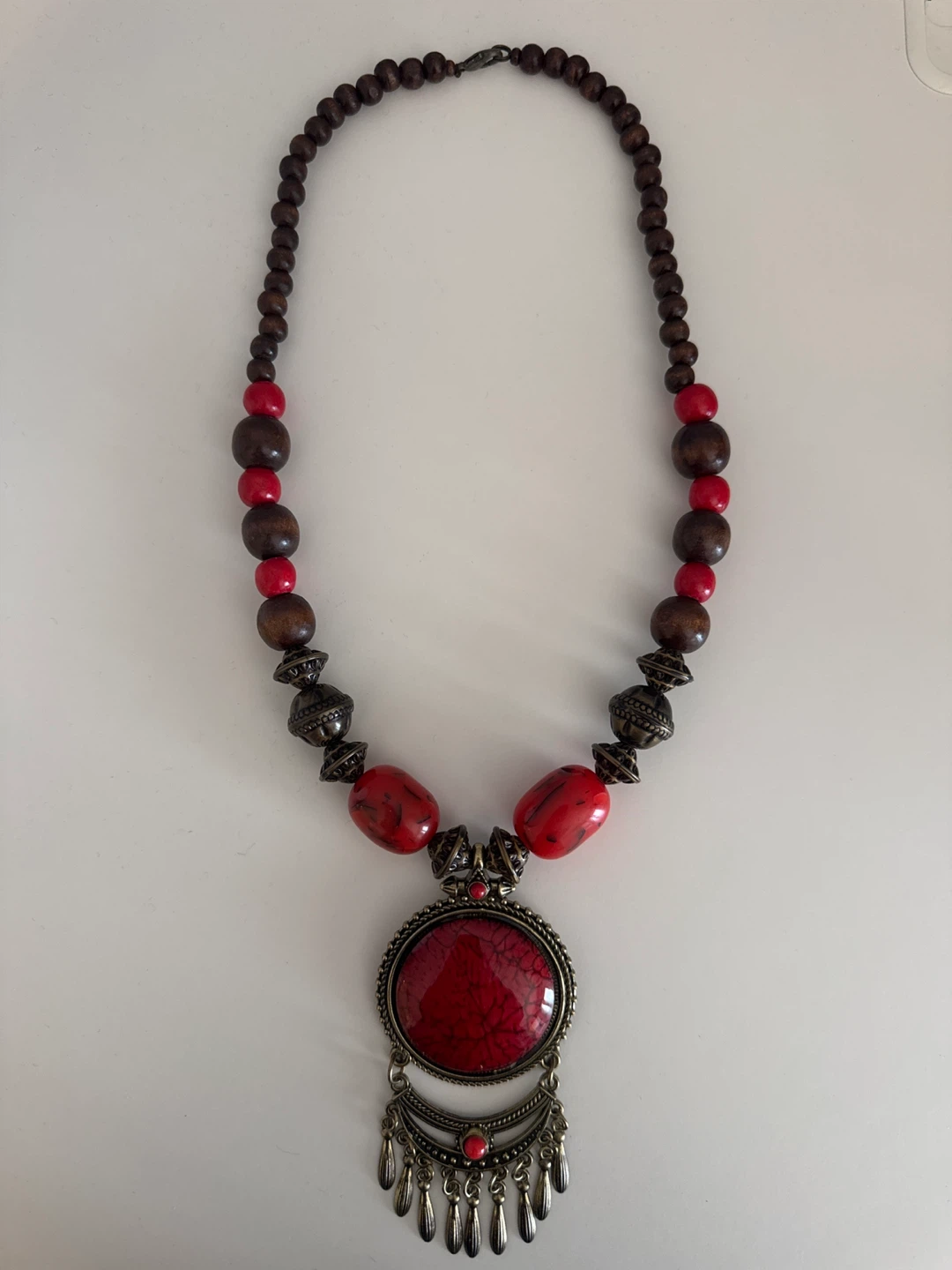 Red Bohemian Tibetan Oversized Necklace - photo 2