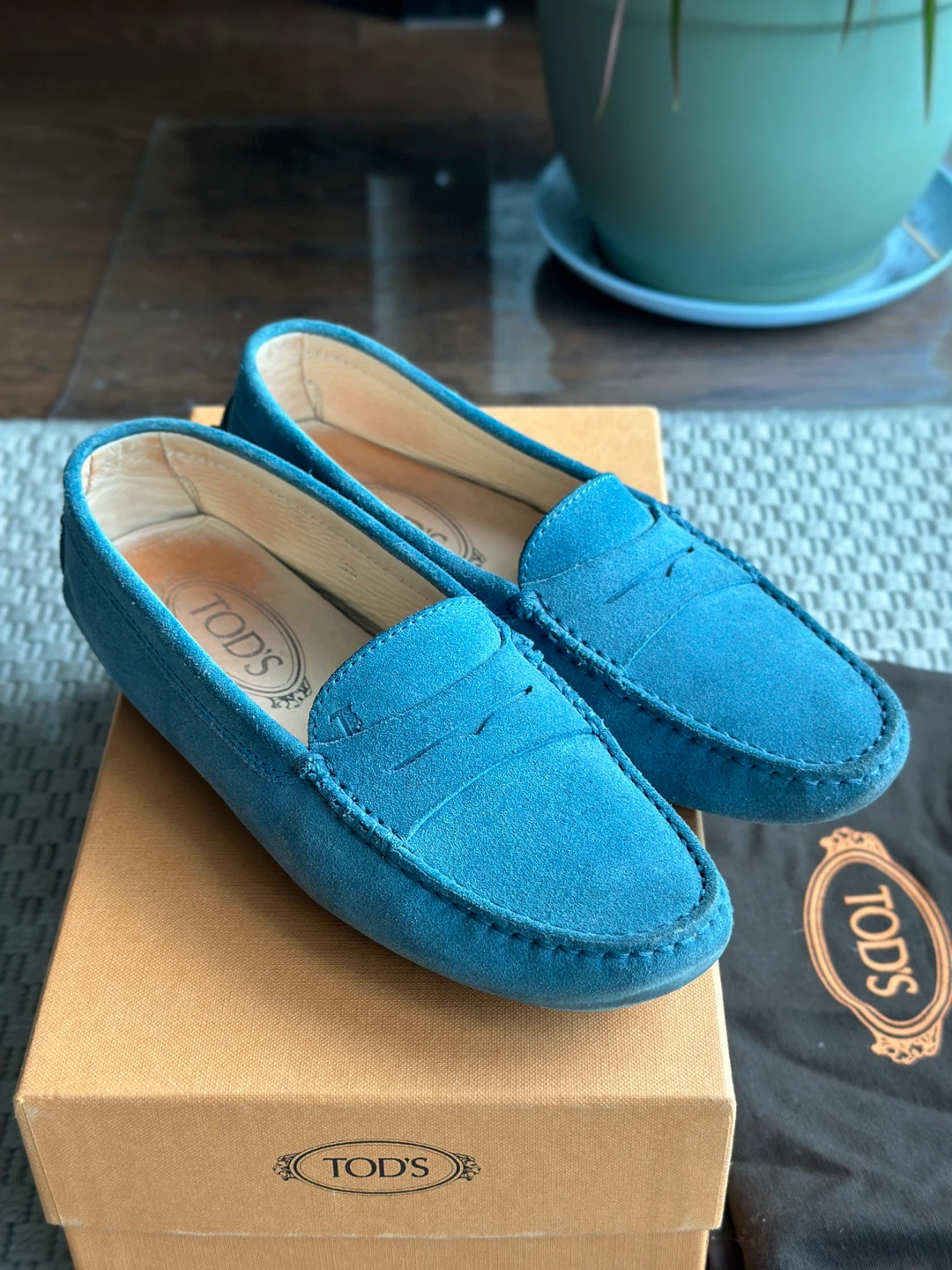 TOD'S Suede Gommini Moccasins - Blue