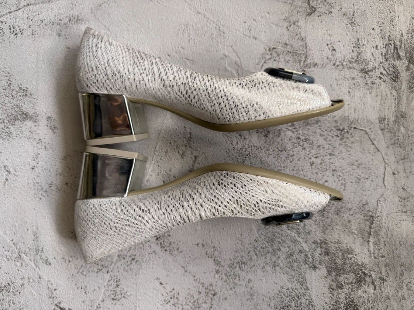 Comart II Women's Peep-Toe Heels - White/Silver Size 37 - photo 2