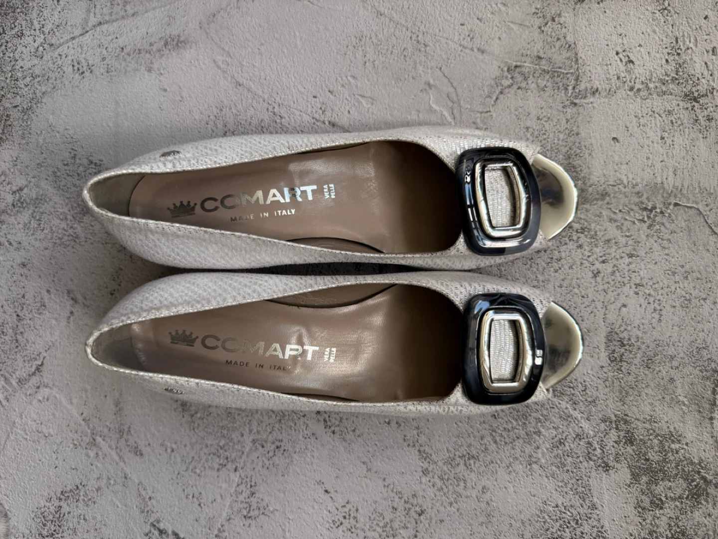 Comart II Women's Peep-Toe Heels - White/Silver Size 37