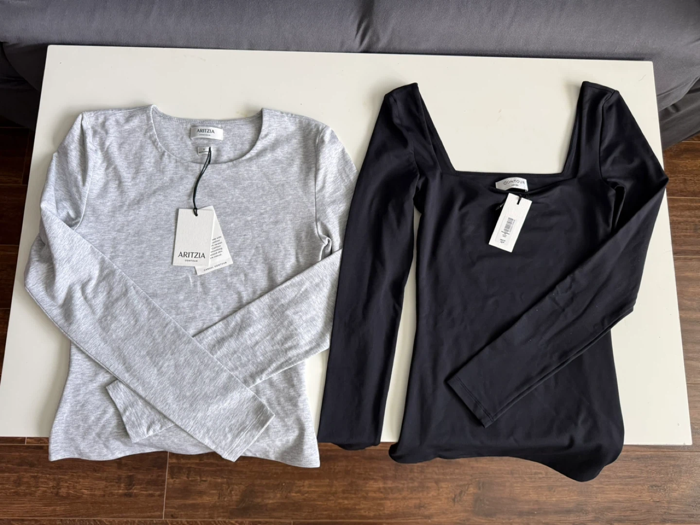 Aritzia Contour Long Sleeve Tops (Black & Grey)
