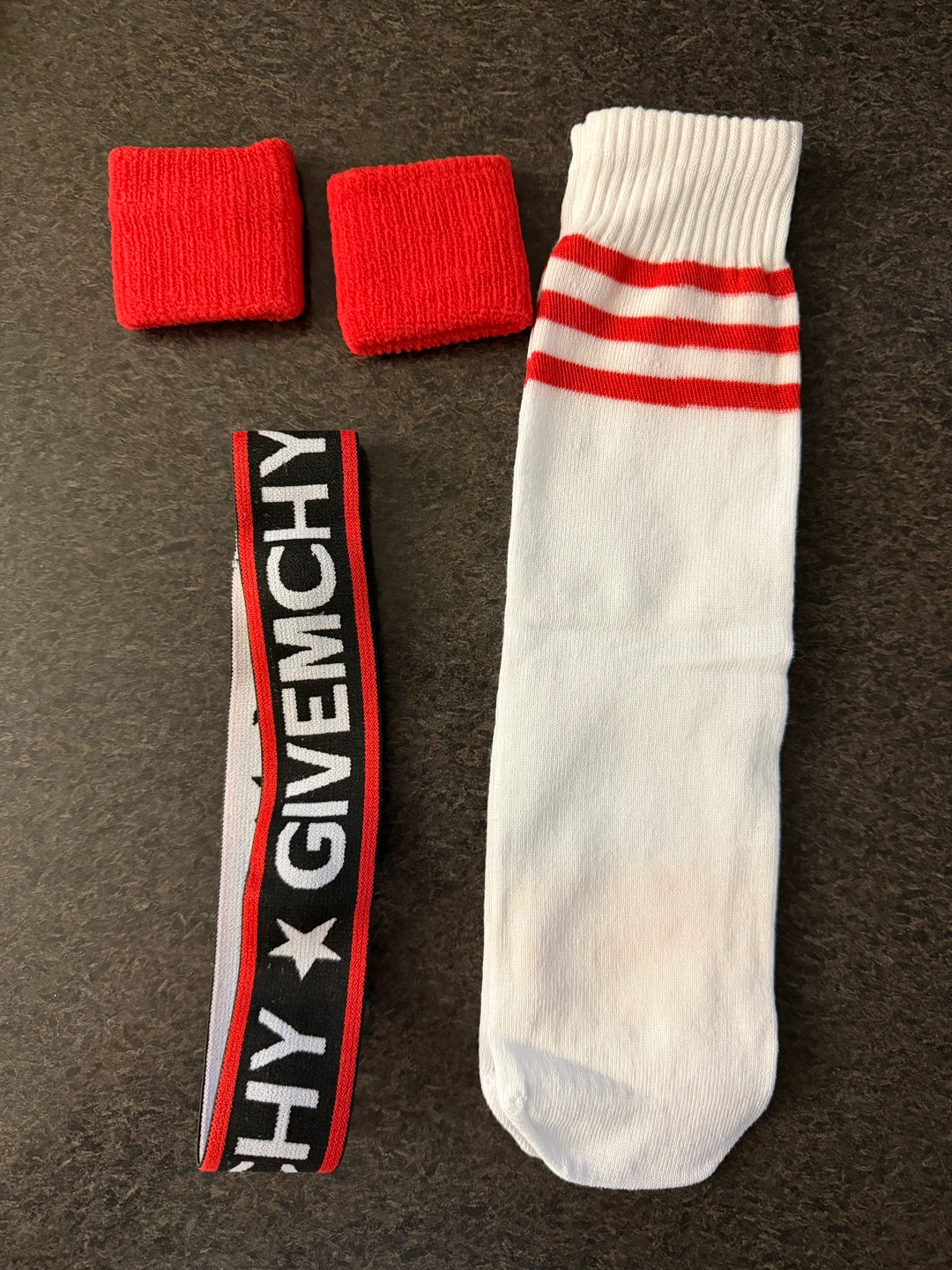 Givenchy White Socks, Wristbands & Headband Set