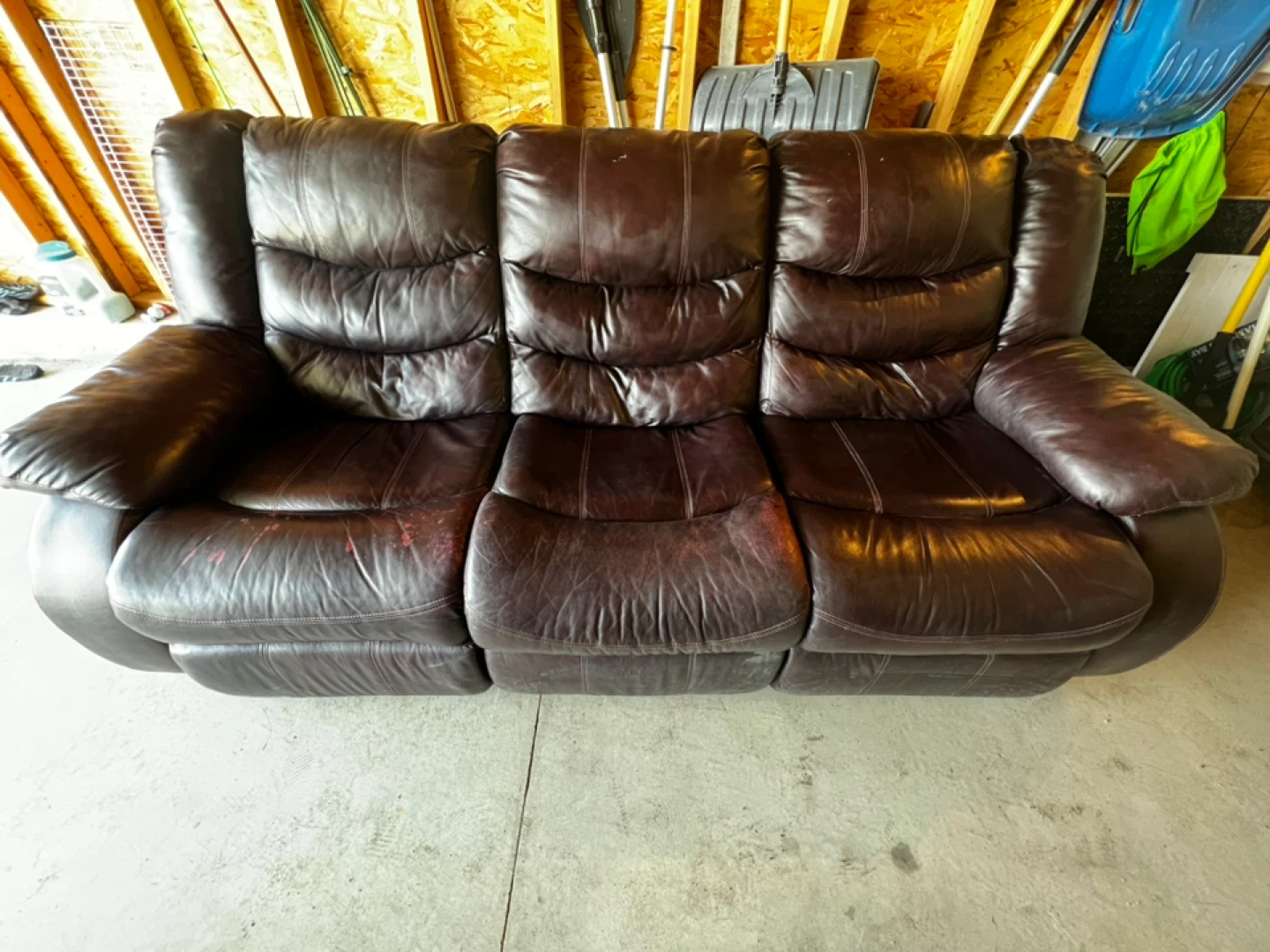 Dark Brown Leather Reclining Sofa - photo 2
