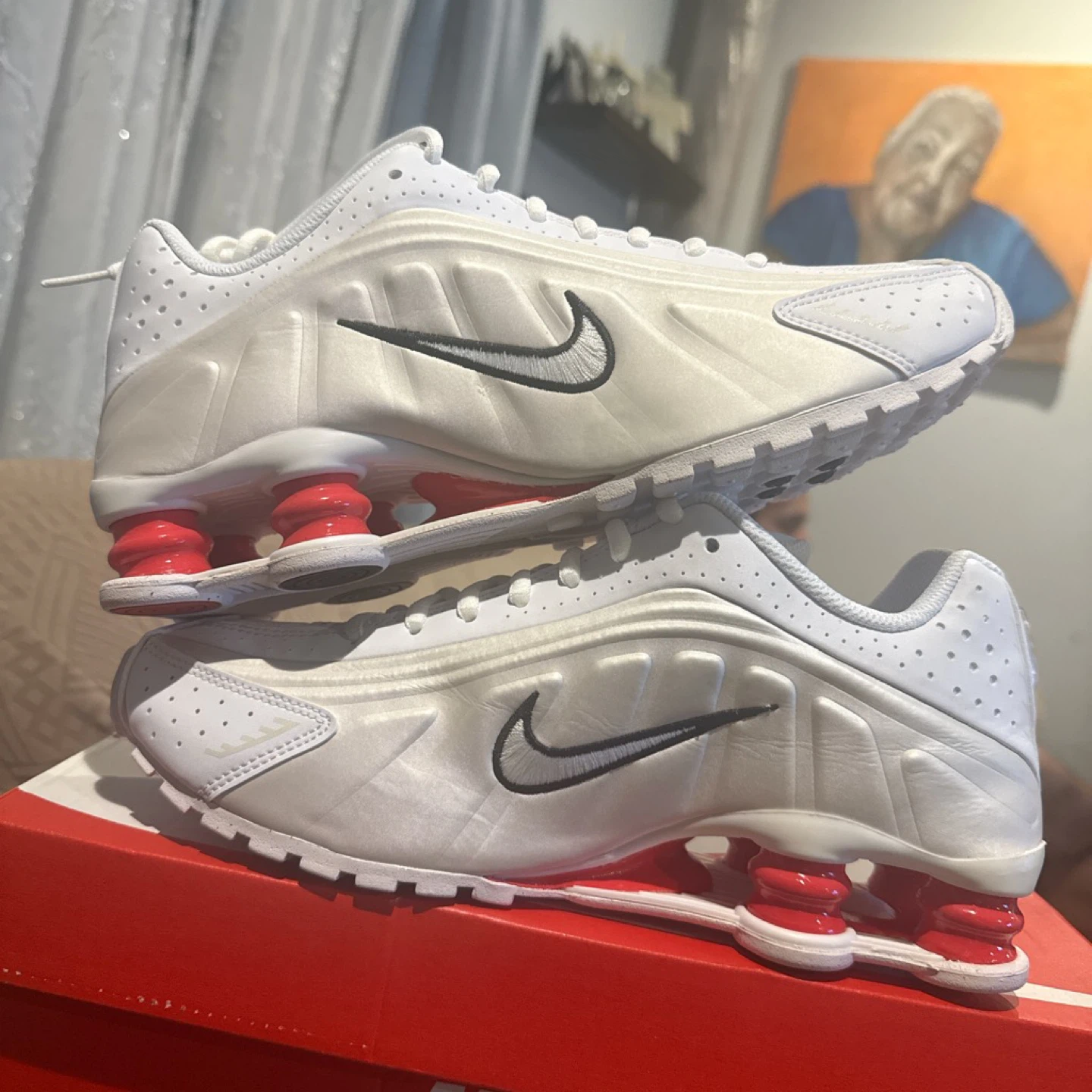 Nike Shox R4 (GS) White/Red Shoes Size 6.5 - photo 4