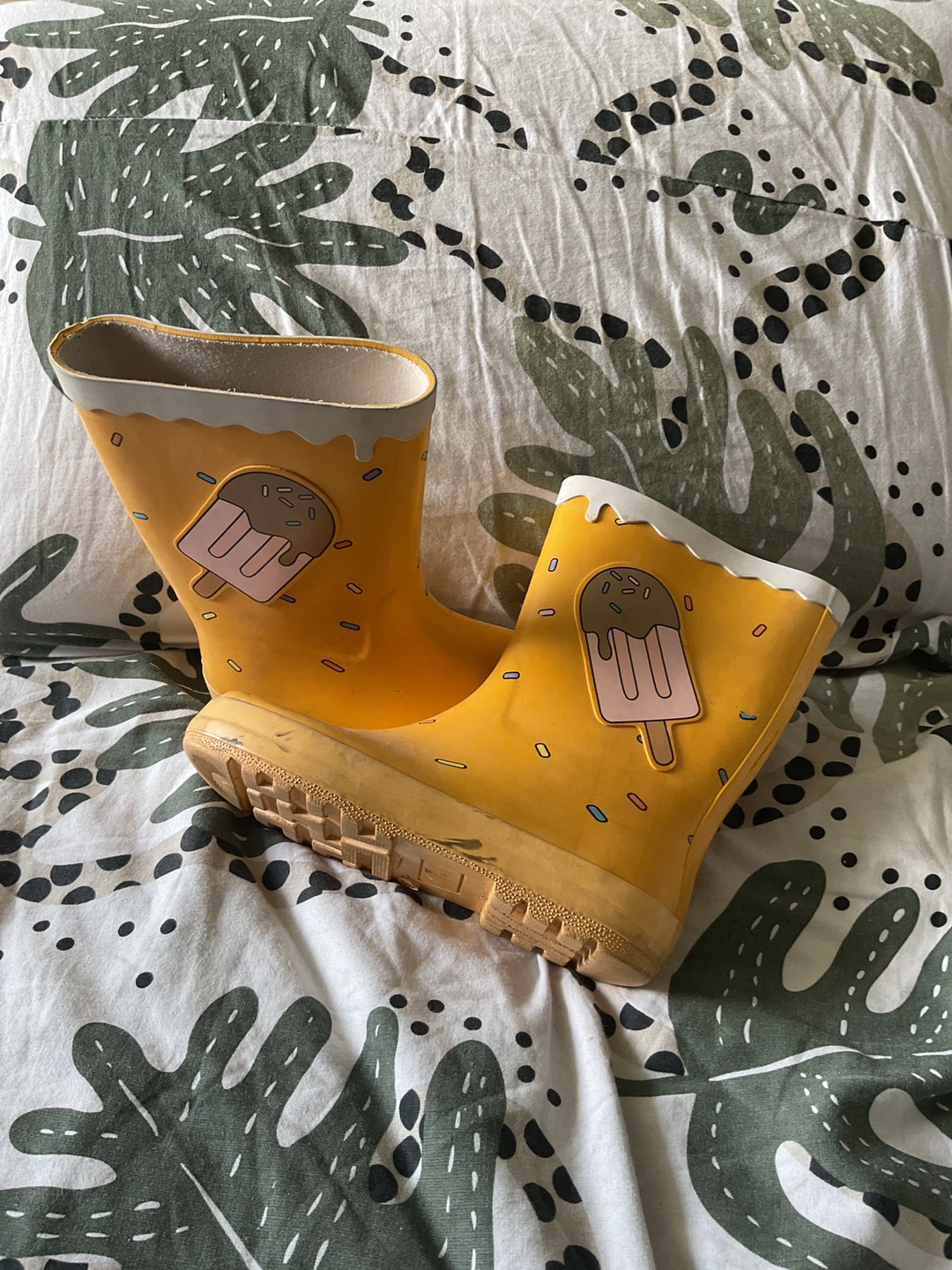 Yellow Kids Rubber Boots with Popsicle Design