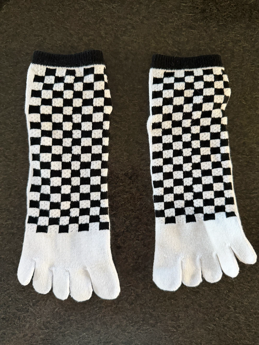 Toe Socks - Checkerboard and White