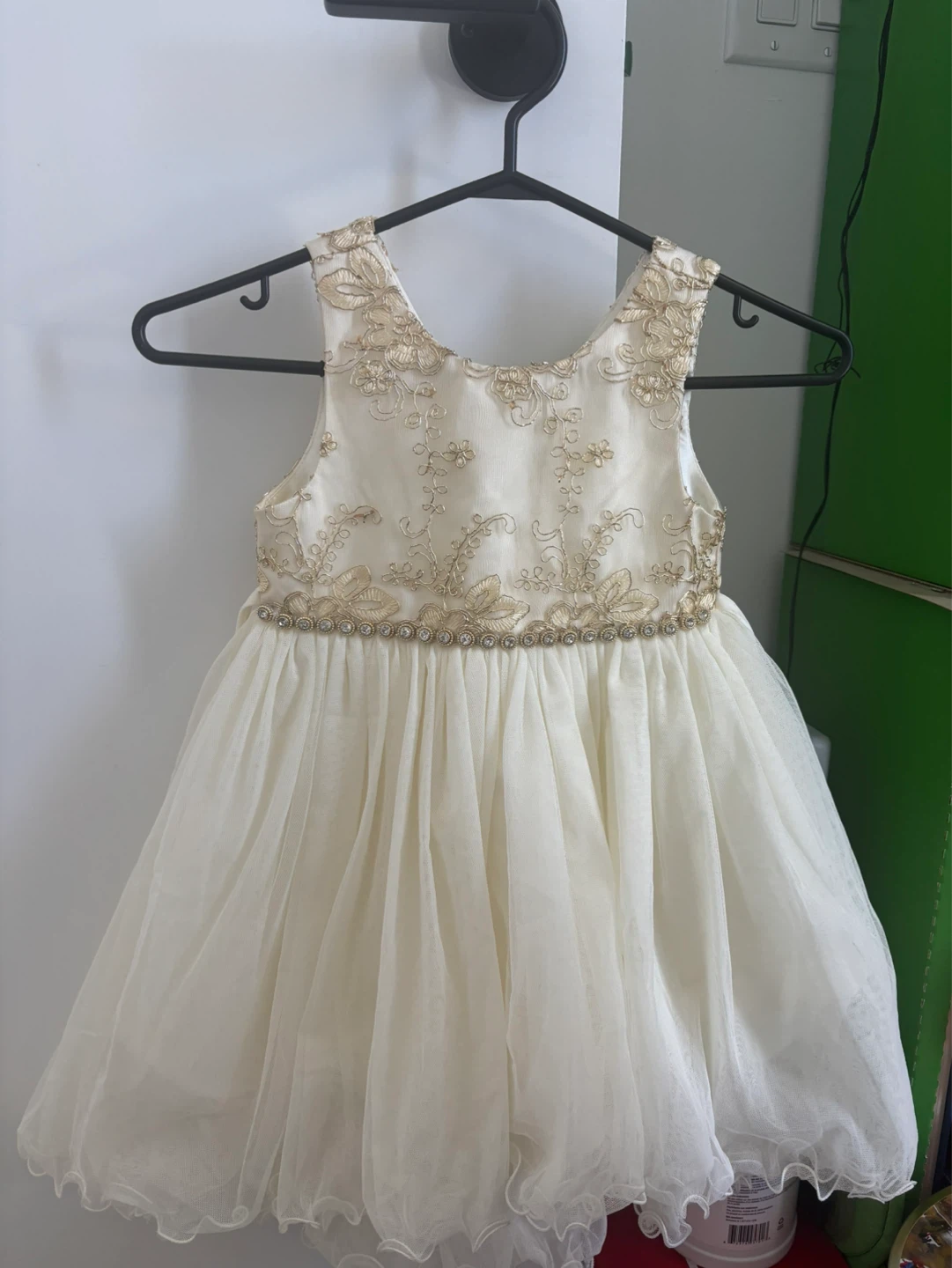 Gold Embroidered Flower Girl Dress Size 5