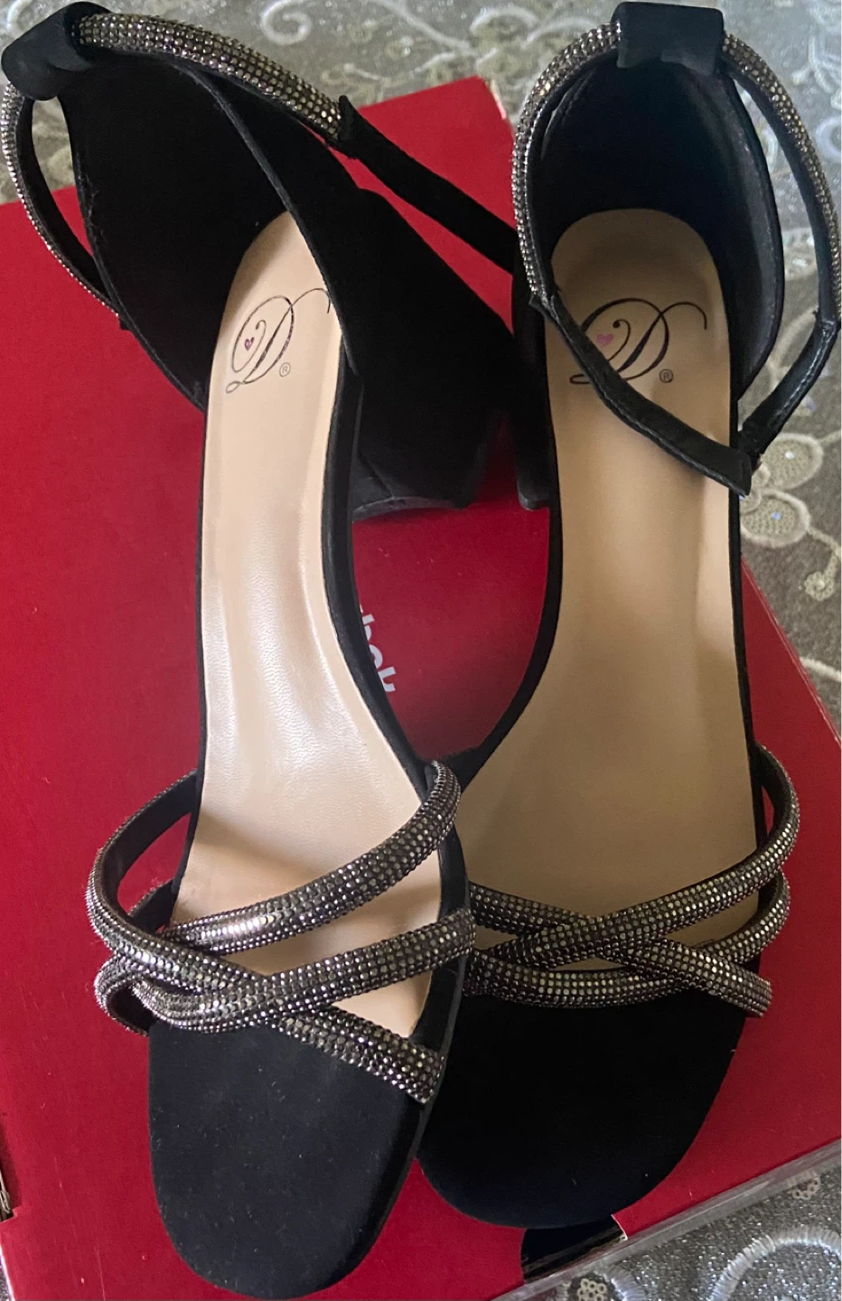 Black Sparkle Strap Heels - photo 2