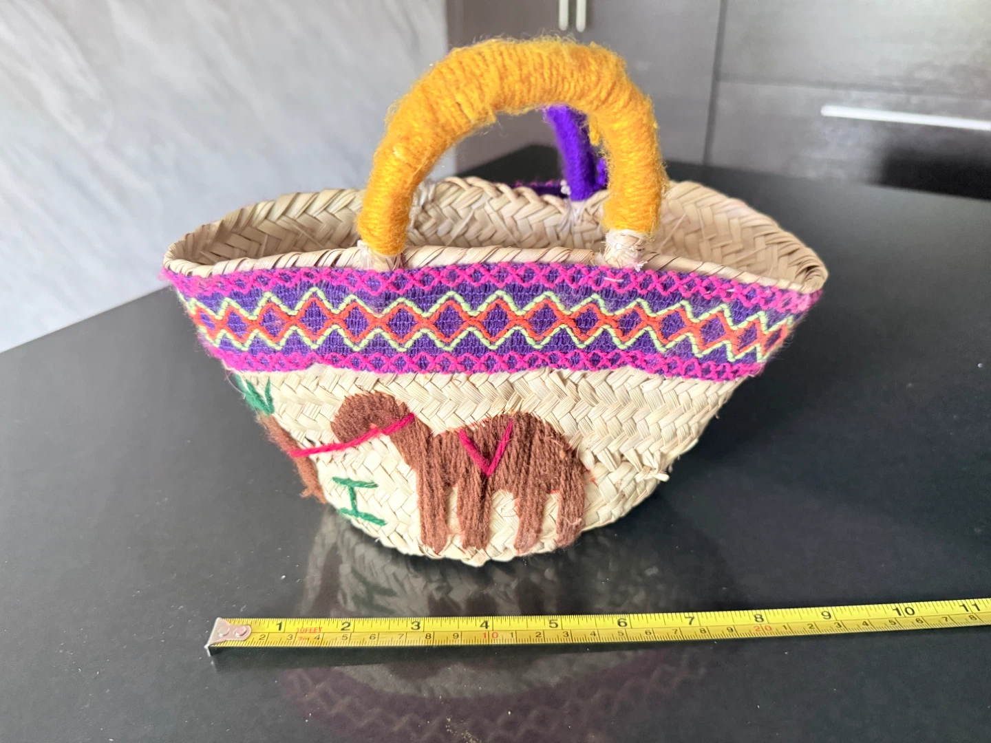 Straw Basket with Camel Embroidery - photo 2