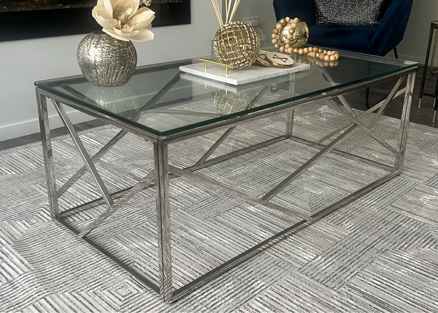 Glass and Chrome Coffee Table - photo 2