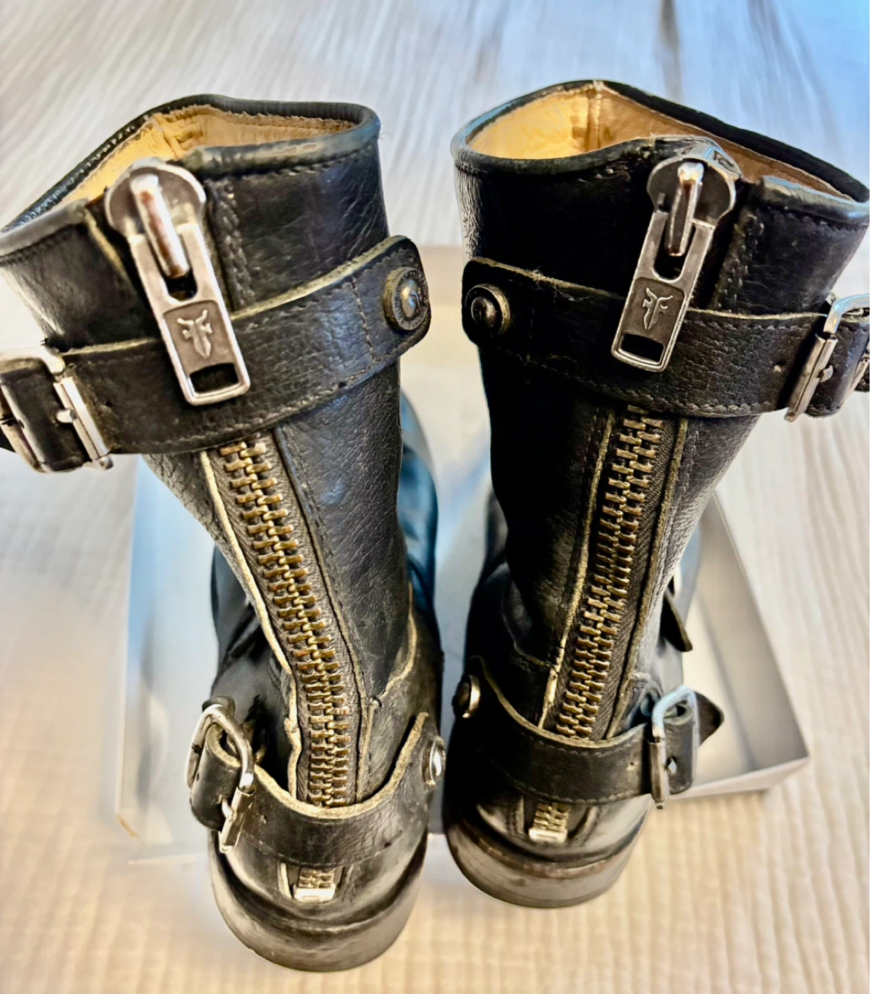 Frye Black Leather Motorcycle Boots - photo 2