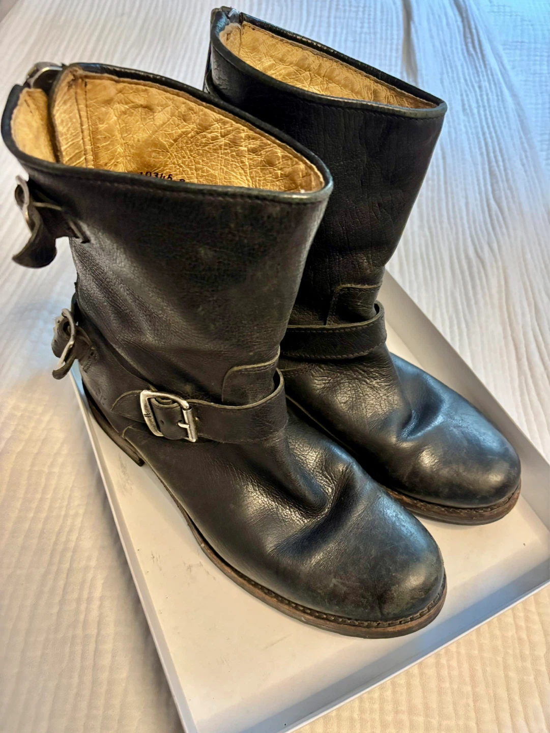Frye Black Leather Motorcycle Boots
