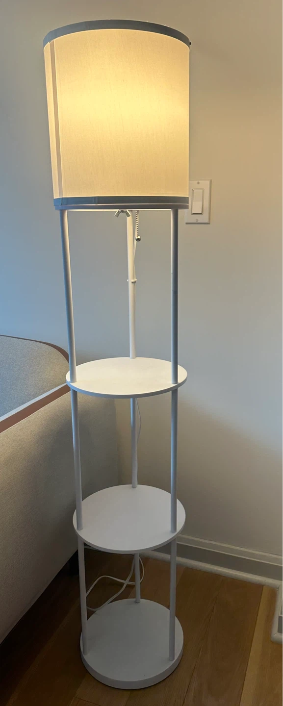 White Floor Lamp with Shelves - photo 2