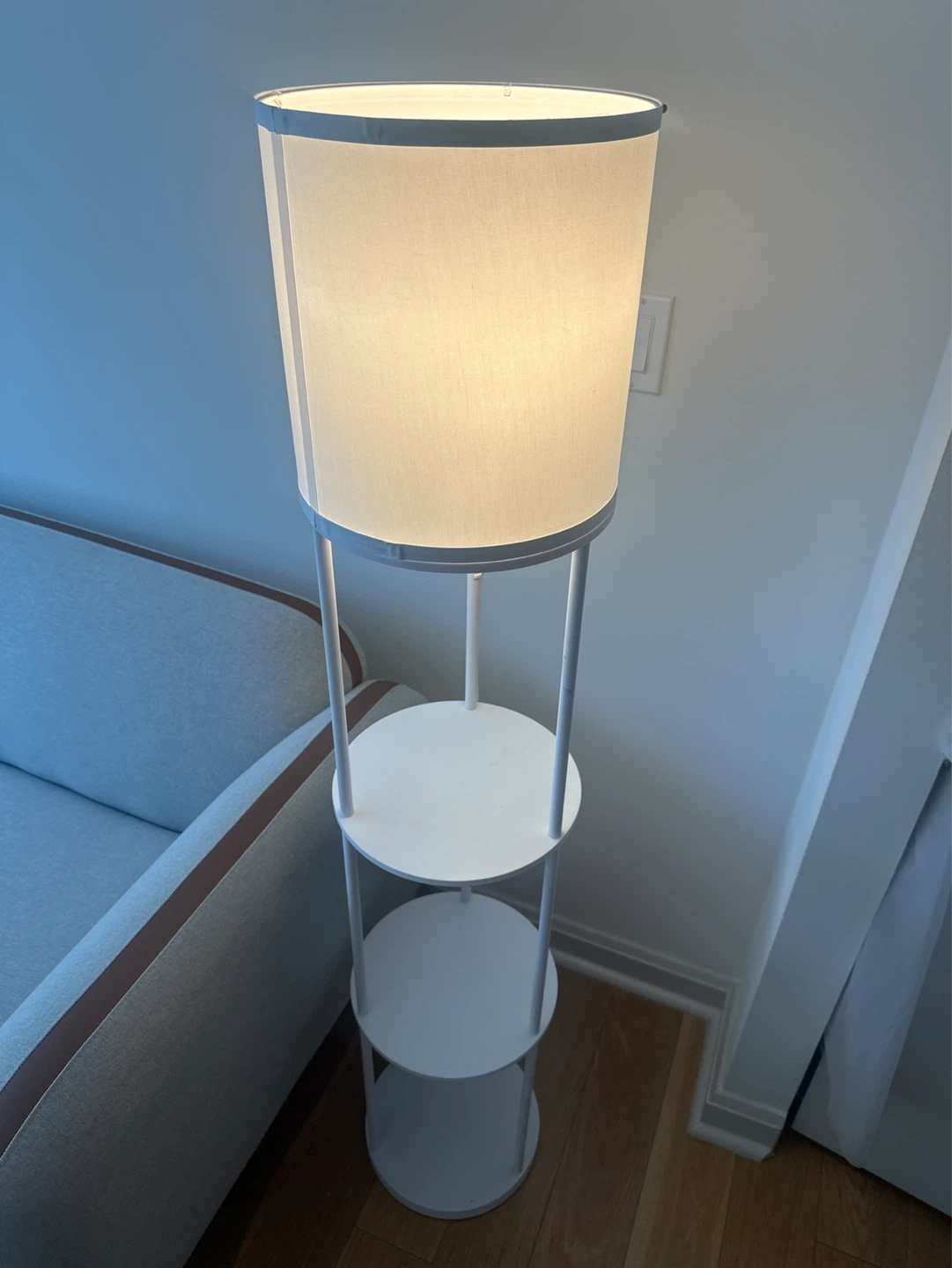 White Floor Lamp with Shelves
