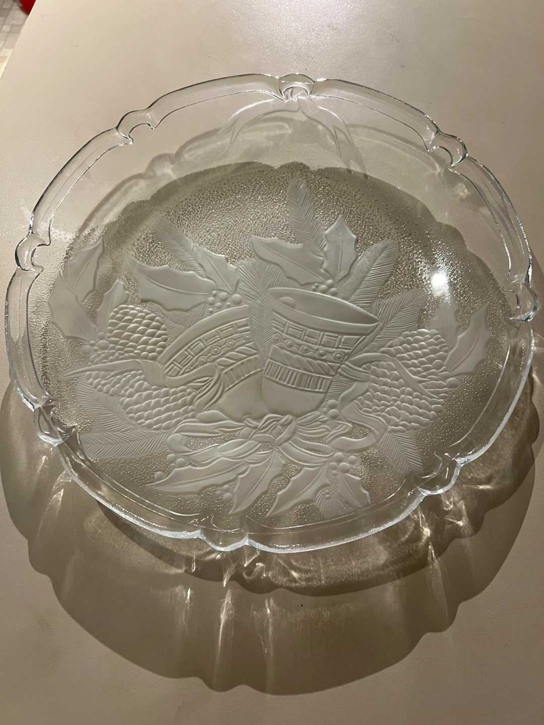 Glass Serving Platter with Christmas Design