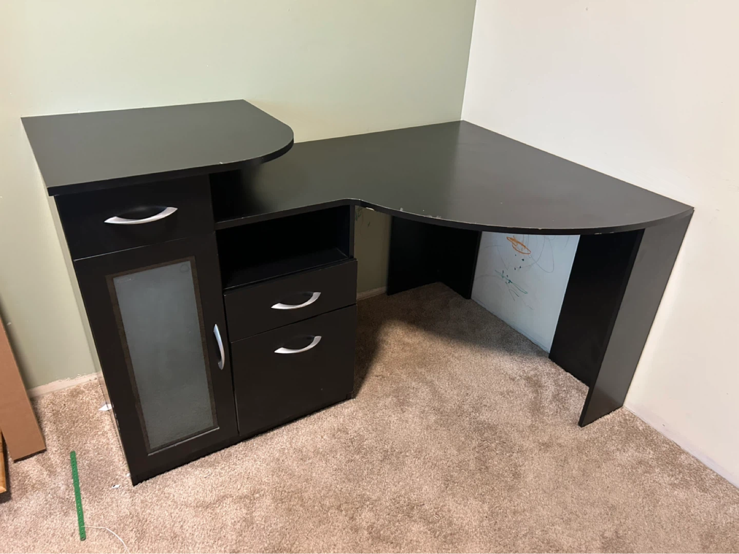 Black L-Shaped Corner Desk - photo 2