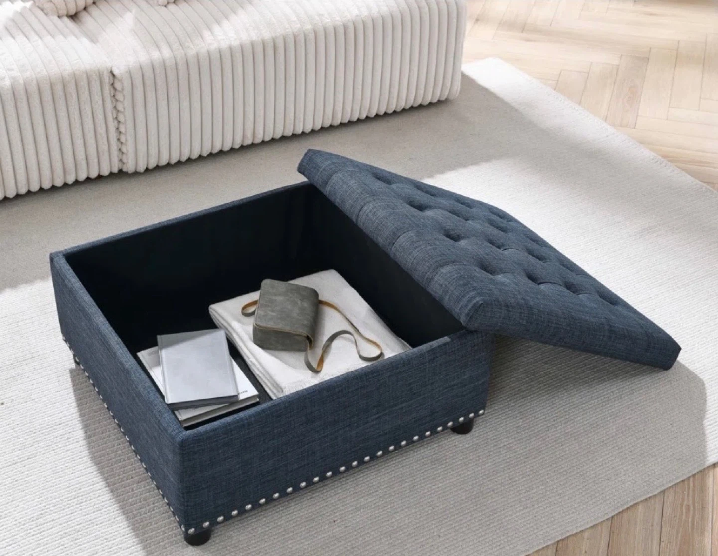 Tufted Square Storage Ottoman - photo 3
