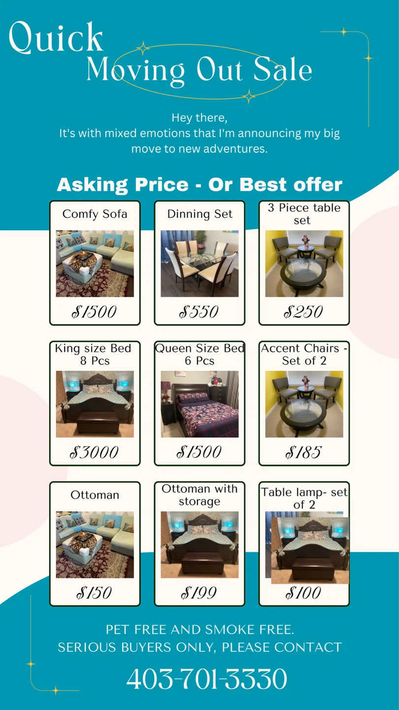Moving Sale - Don’t miss this great opportunity