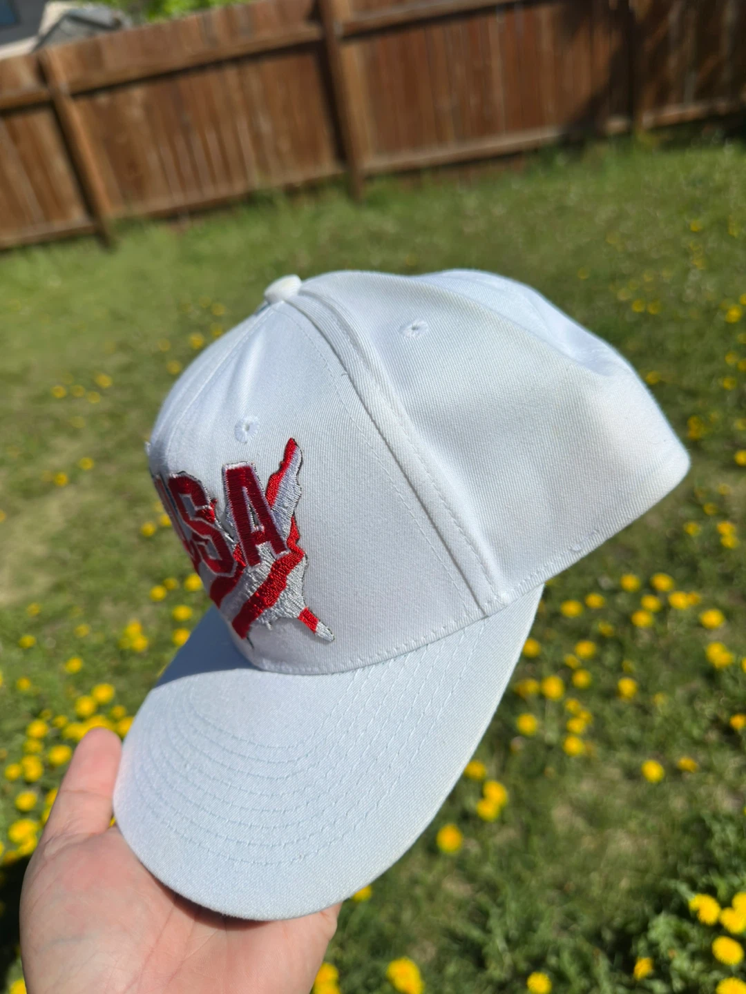 White USA Embroidered Baseball Cap - photo 3