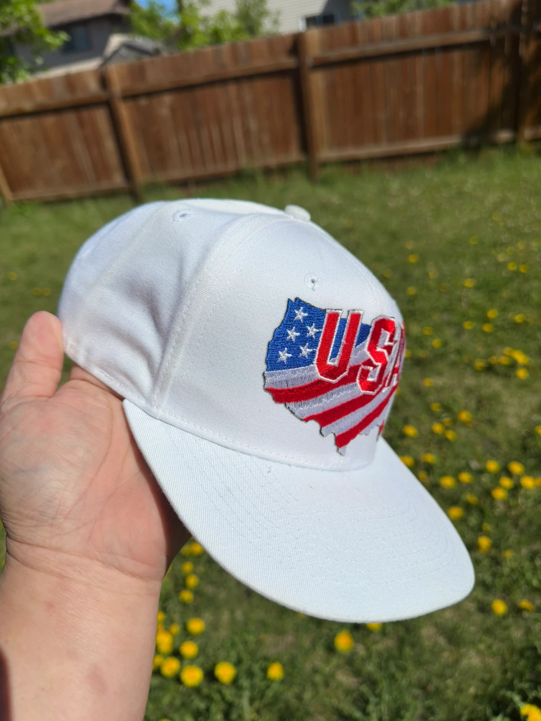 White USA Embroidered Baseball Cap - photo 2