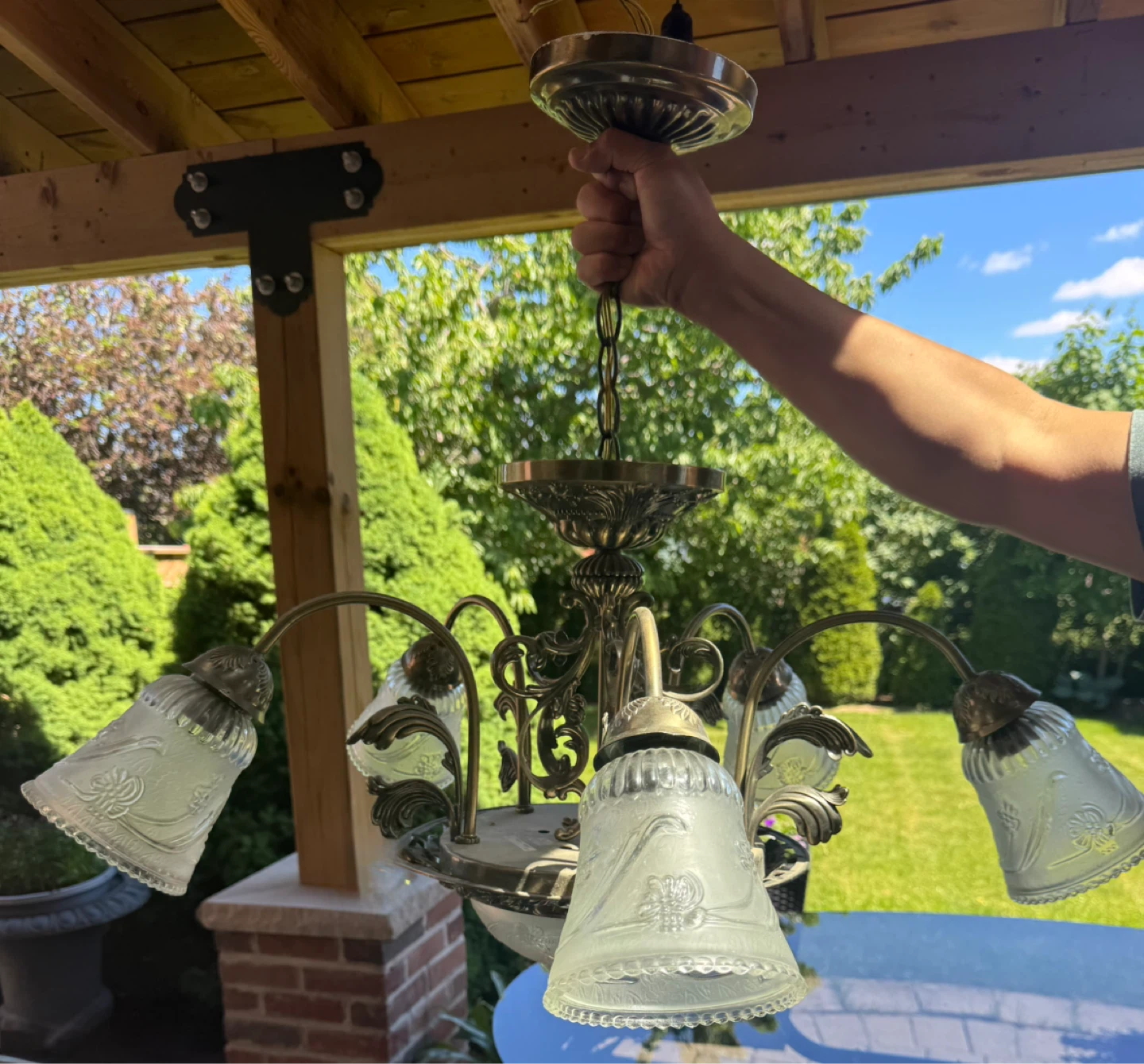 Vintage Brass 5-Light Chandelier