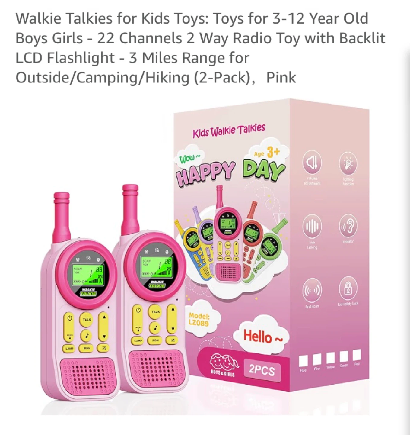 Happy Day Kids Walkie Talkies with flashing light