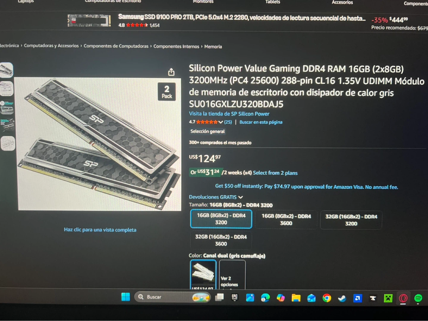 Silicon Power Value Gaming DDR4 RAM 16GB (2x8GB) 3200MHz