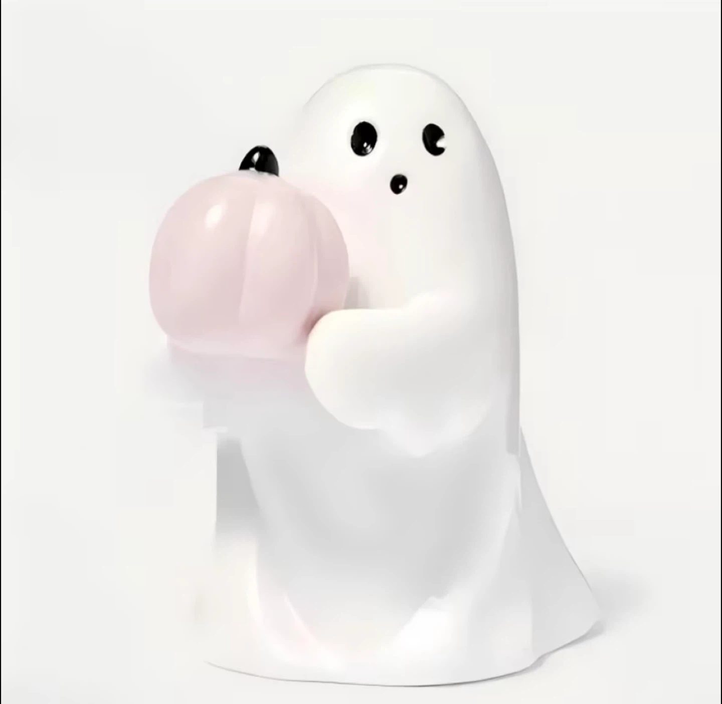 Cute Ghost Holding Pink Pumpkin Figurine - photo 4