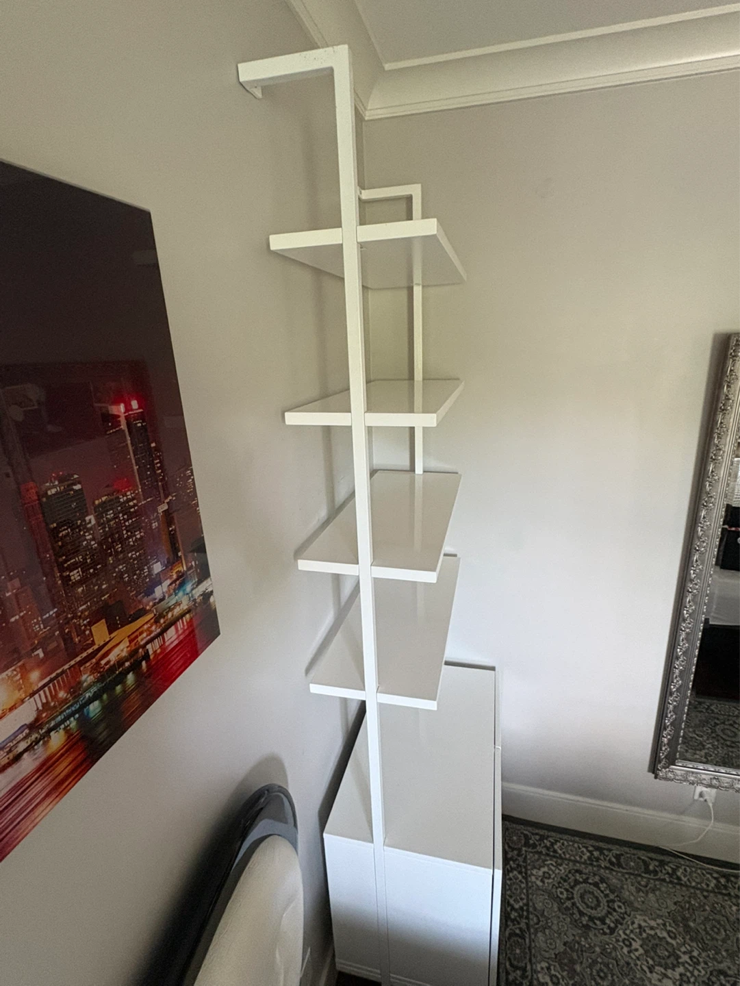 2 White Ladder shelves with Cabinet and desktop - photo 3
