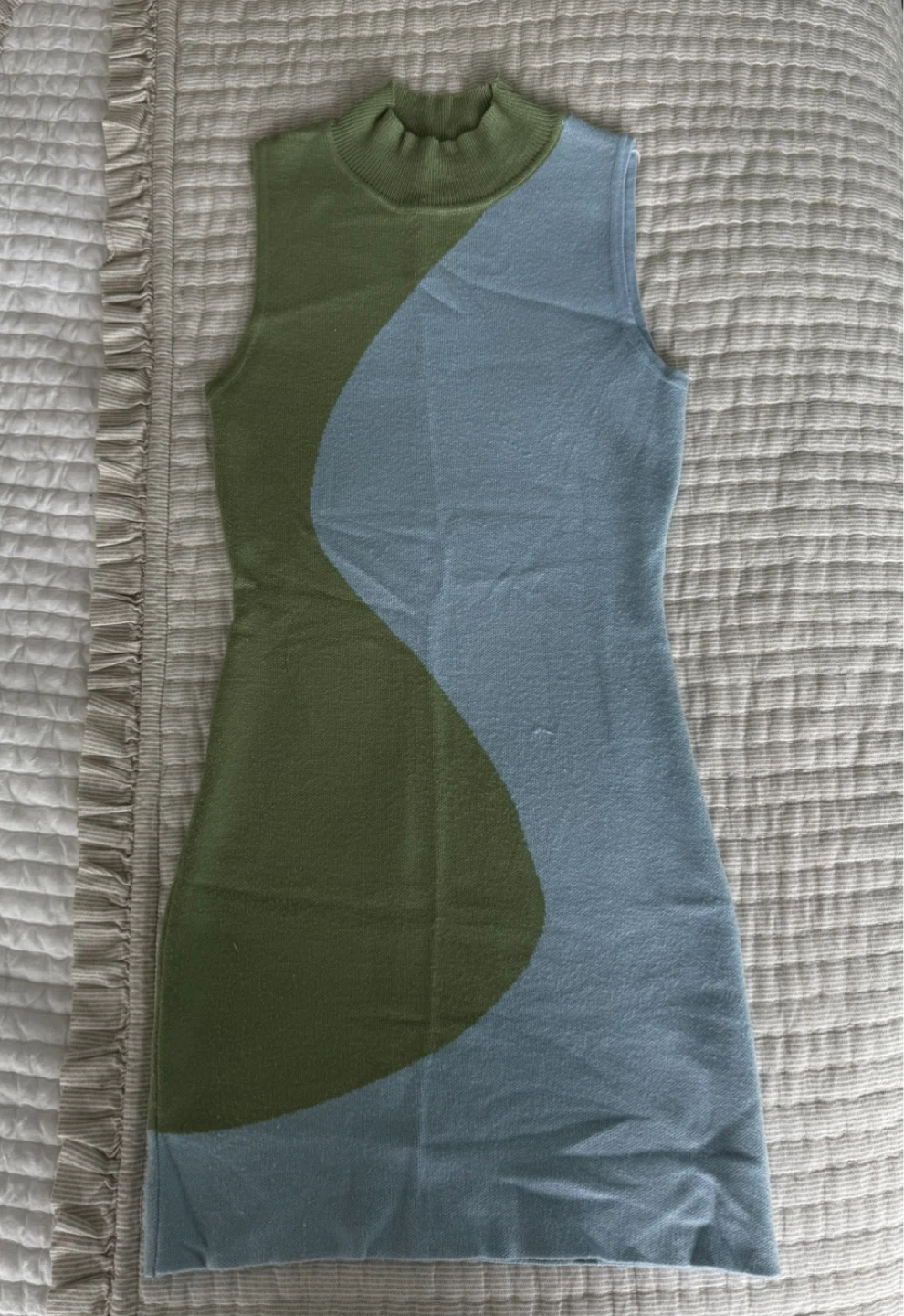 Sleeveless Knit Dress - Blue and Green
