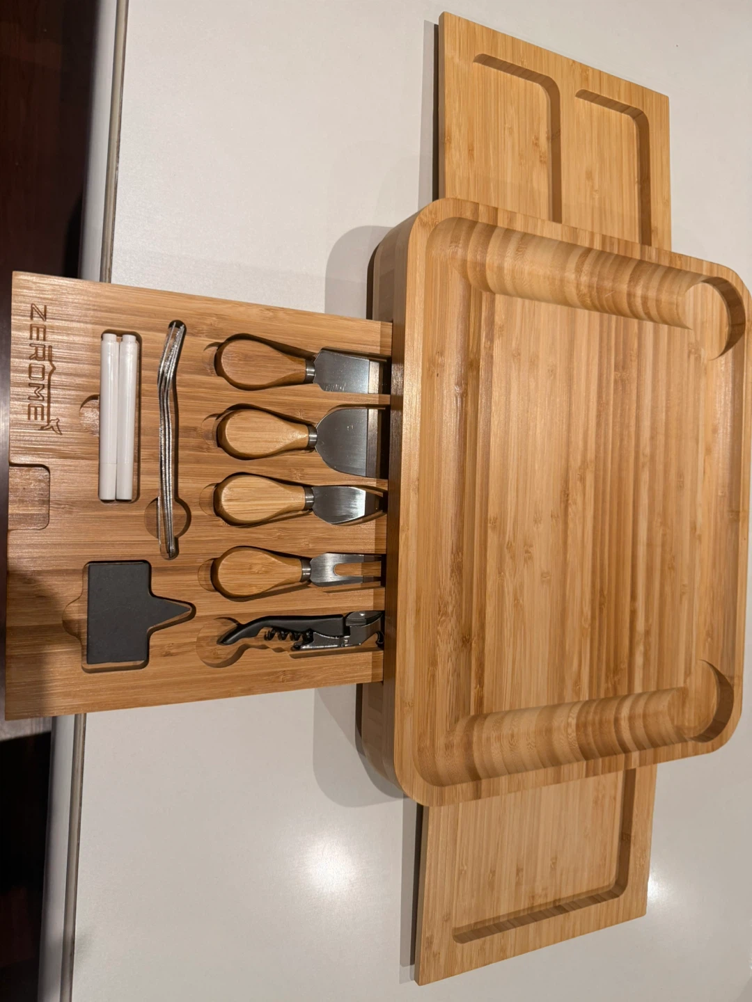 Bamboo Cheese Board with Utensil Set
