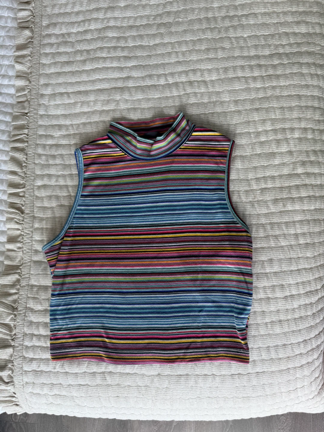Striped Mock Neck Top - Size XS