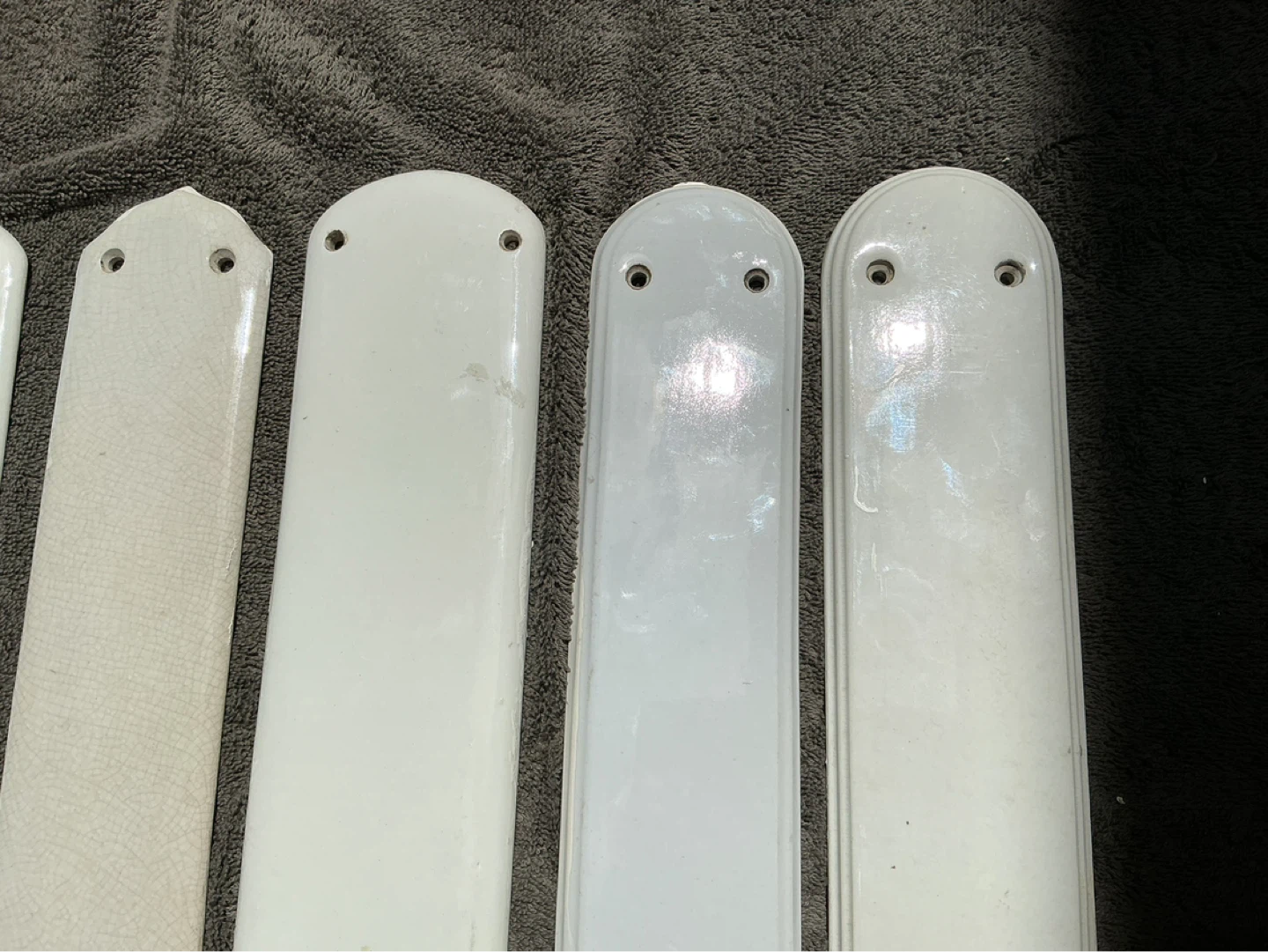 5 Antique Porcelain All White Door Pushes ! - photo 4