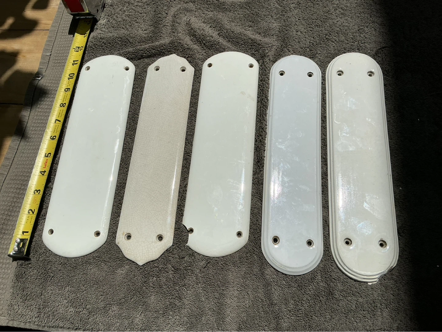 5 Antique Porcelain All White Door Pushes !