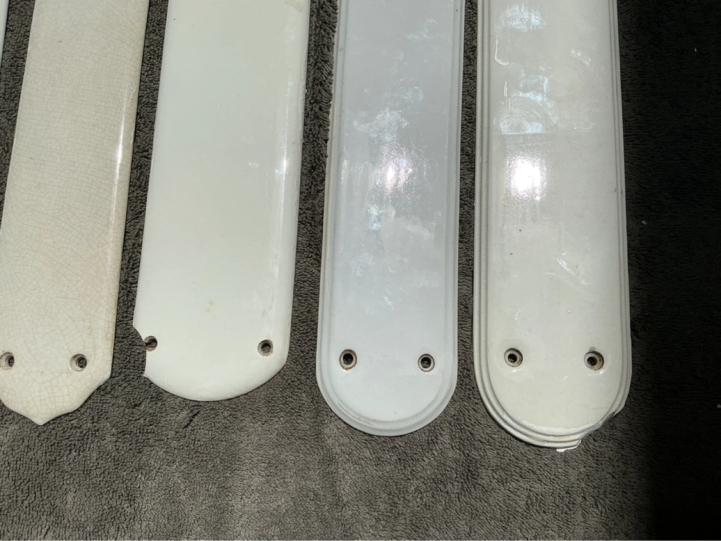 5 Antique Porcelain All White Door Pushes ! - photo 5