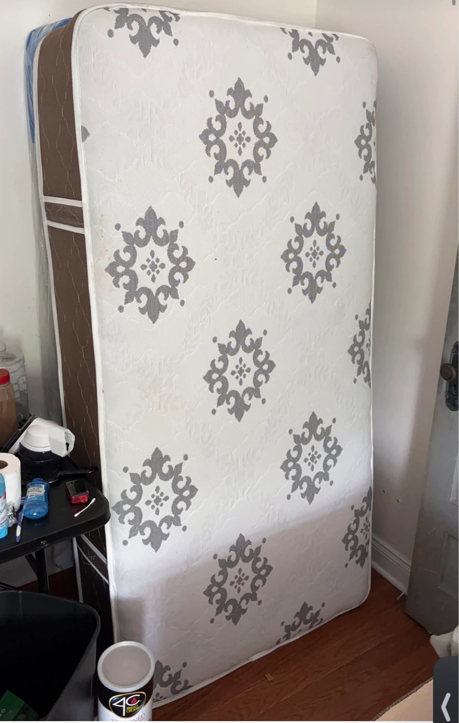 Twin Mattress with Gray Pattern